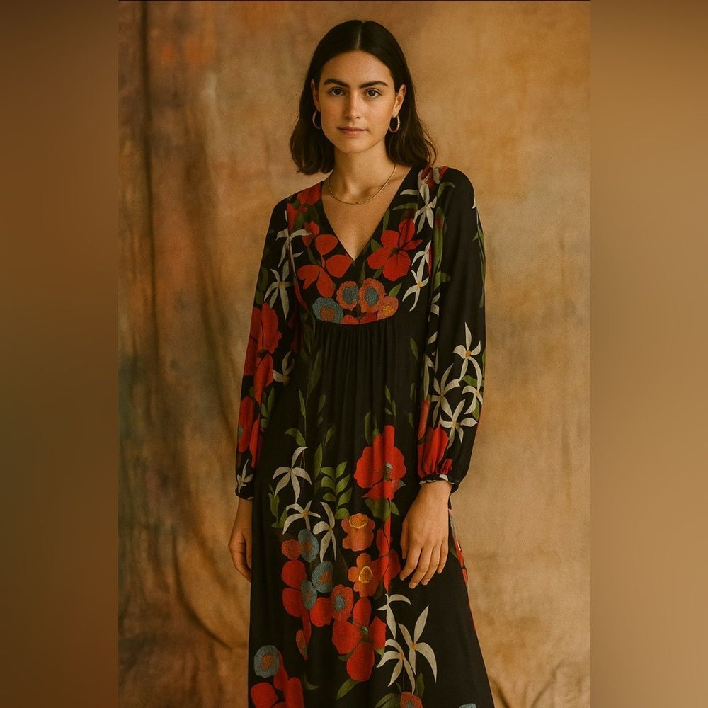Farm Rio Floral Maxi Dress Anthropologie Size XS